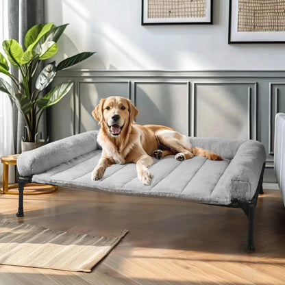Elevated Orthopedic Dog Bed with Fluffy Bolster,