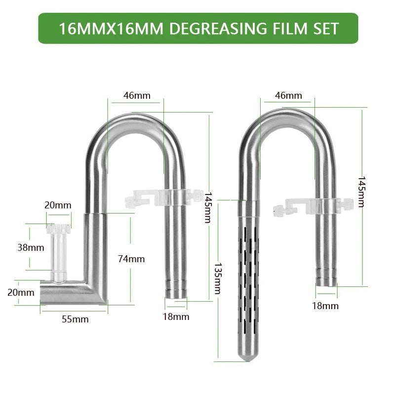 Fish tank inlet and outlet filter stainless steel tube