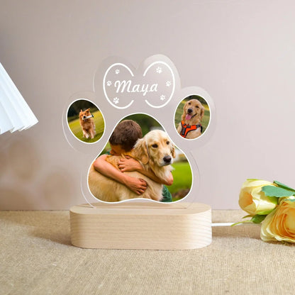 Personalized Pet Photo  Frame Acrylic Wooden Base  Cat Dog Pet Loss Christmas Gift