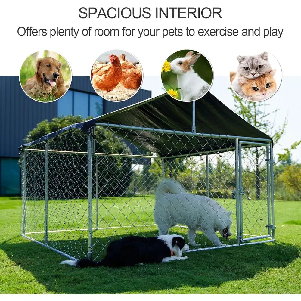 Sturdy Outdoor Dog Kennel - Large Mesh Enclosure with Lock for Pets
