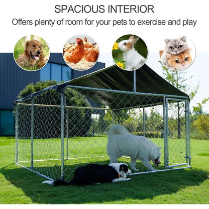 Sturdy Outdoor Dog Kennel - Large Mesh Enclosure with Lock for Pets