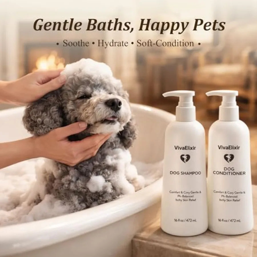 Oatmeal and Aloe Dog Shampoo and Conditioner, Oatmeal and Aloe Formula, Helps Soothe Itchy, Dry Skin,
