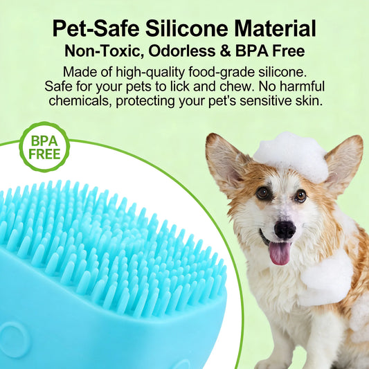 2-In-1 Pet Bath & Massage Brush With Shampoo Storage