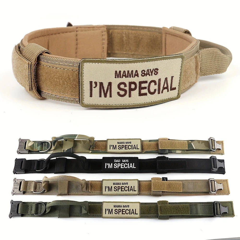 Heavy Duty Tactical Dog Collars with Patch Training  Medium and Large Dogs
