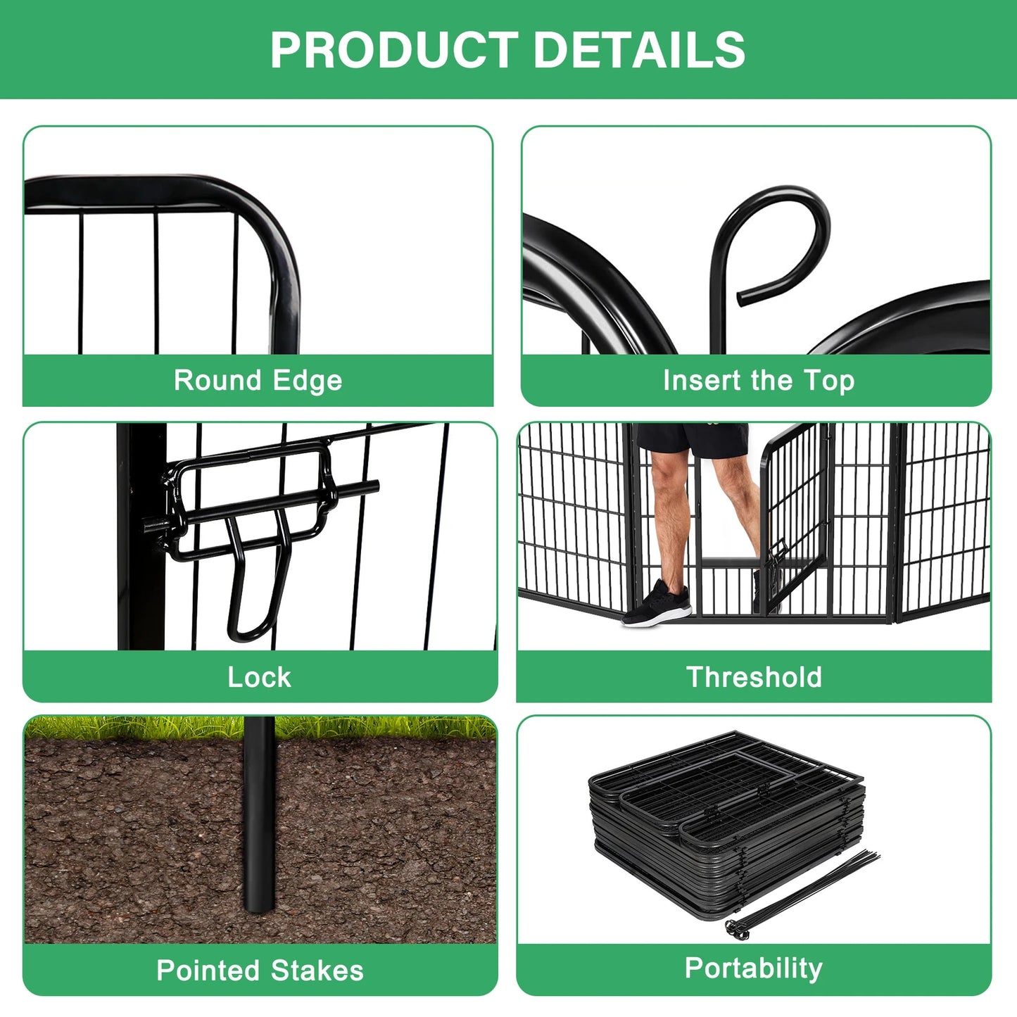Dog Playpen 16 Panel Foldable Outdoor Yard Camping
