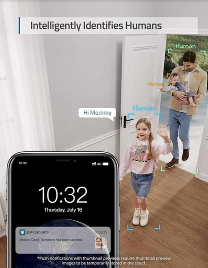 Renewed eufy Security 2K Indoor Cam Pan & Tilt, Plug-in Security with Wi-Fi,  Camera, Human & Pet AI