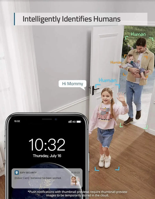 Renewed eufy Security 2K Indoor Cam Pan & Tilt, Plug-in Security with Wi-Fi,  Camera, Human & Pet AI