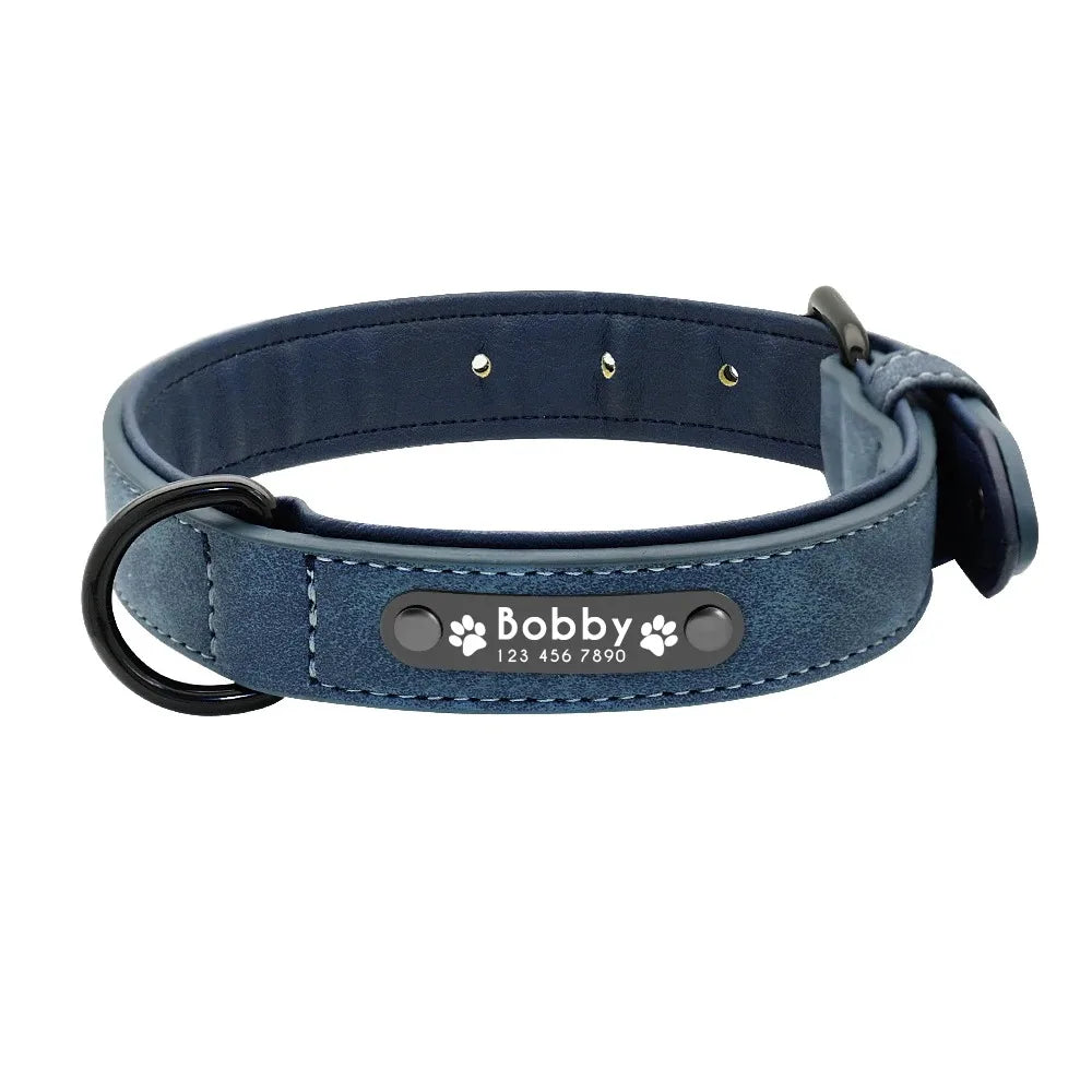 Personalized ID  Dog Collars Leather for Small Medium Large Dogs
