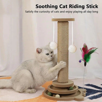 Tall Sisal Cat Scratching Post with Hanging Ball – Vertical Scratcher for Indoor Cats & Kittens, Interactive Toy Included