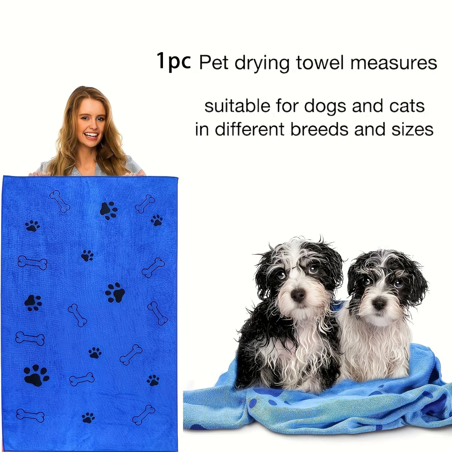1pc Quick-Drying Microfiber Dog Towel  24 x 40
