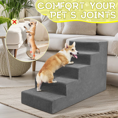 4-Tier/5-Tier Pet Stairs For Small Dogs & Cats Density Foam Steps
