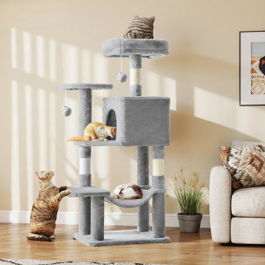 44In Cat Tall Multi-Cat Climbing Tower Scratching Posts Stable