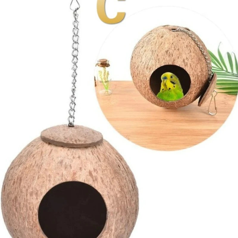 1Pc Natural Coconut Shell  Bird Nest  Parrot Budgie Parakeet Cockatiel Conure