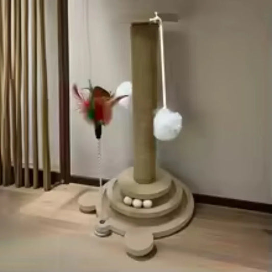 Tall Sisal Cat Scratching Post with Hanging Ball – Vertical Scratcher for Indoor Cats & Kittens, Interactive Toy Included